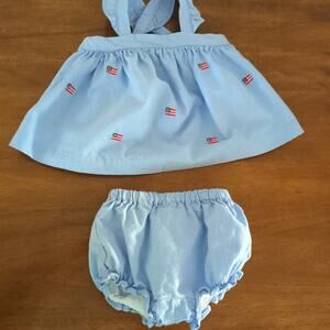 Janie and Jack Baby Girls The Embroidered Oxford Baby 2pc Set size 3-6M EUC